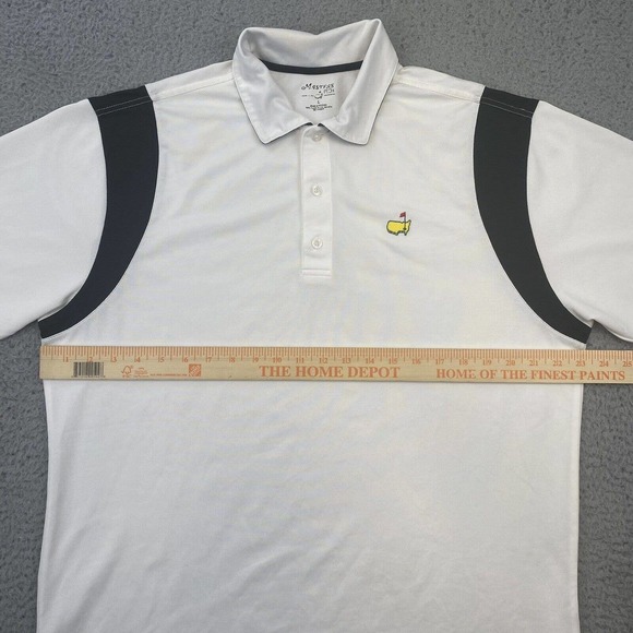 Masters Tech Polo Shirt Men’s Large Short Sleeve Performance Golf White Black - Picture 5 of 9